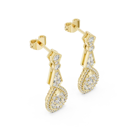Luminary Round and Baguette Geometric Drop Earrings