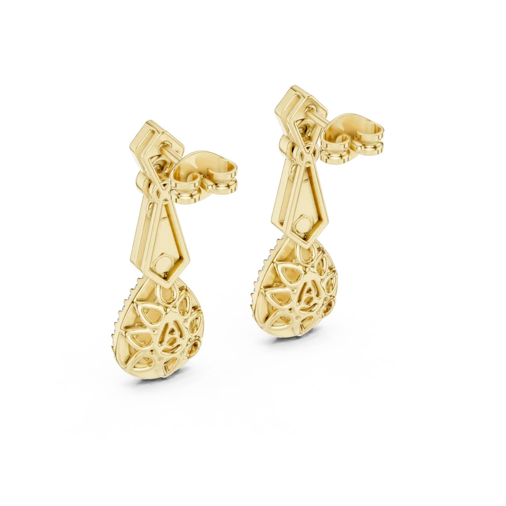 Luminary Round and Baguette Geometric Drop Earrings - Image 4