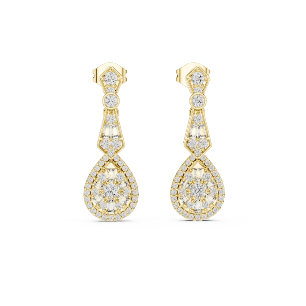 Luminary Round and Baguette Geometric Drop Earrings - Image 2