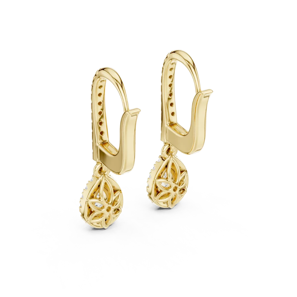Ethereal Pear and Round Halo Pavé Drop Earrings - Image 4