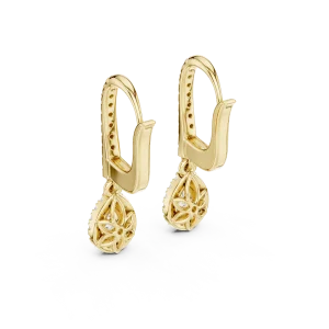Ethereal Pear and Round Halo Pavé Drop Earrings - Image 4
