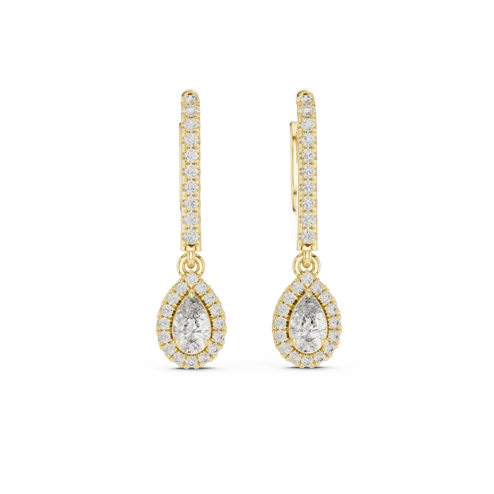 Ethereal Pear and Round Halo Pavé Drop Earrings - Image 2