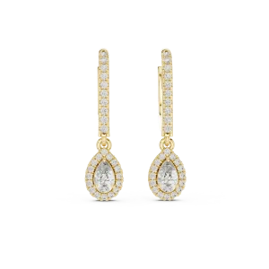 Ethereal Pear and Round Halo Pavé Drop Earrings - Image 2
