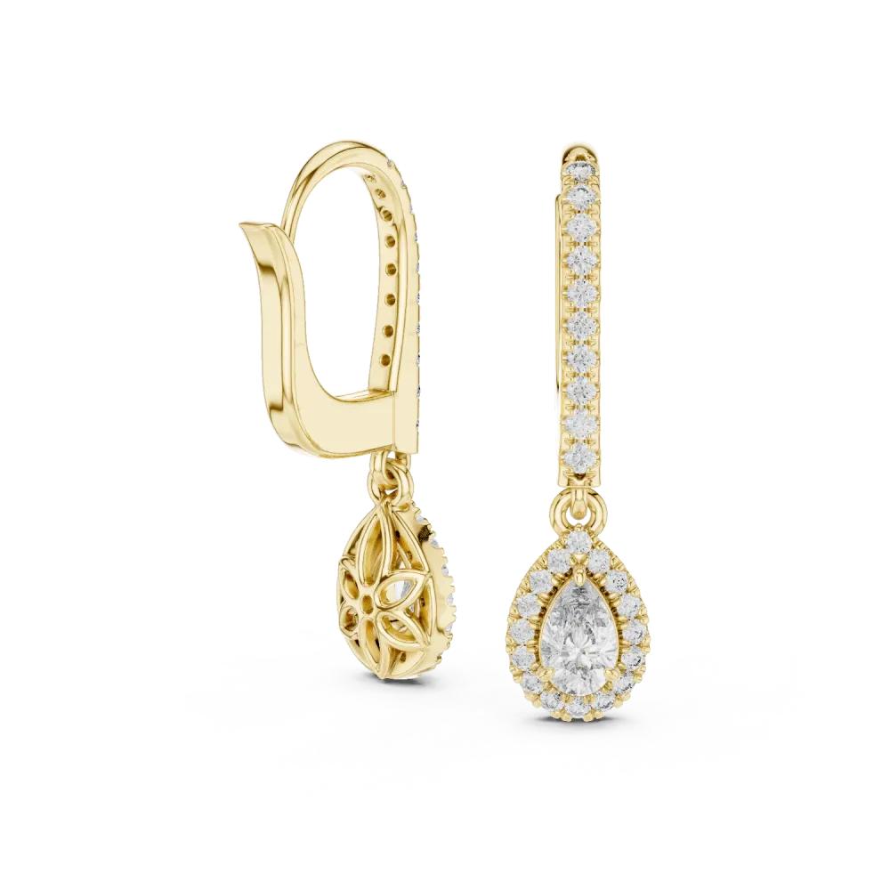 Ethereal Pear and Round Halo Pavé Drop Earrings - Image 3