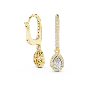 Ethereal Pear and Round Halo Pavé Drop Earrings - Image 3