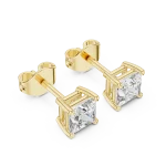 Symmetry Princess Cut Geometric Solitaire Stud Earrings
