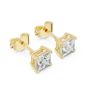 Symmetry Princess Cut Geometric Solitaire Stud Earrings