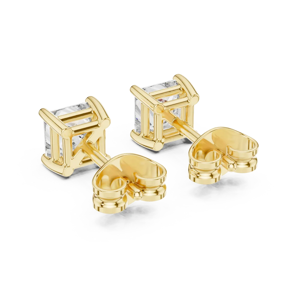 Symmetry Princess Cut Geometric Solitaire Stud Earrings - Image 4