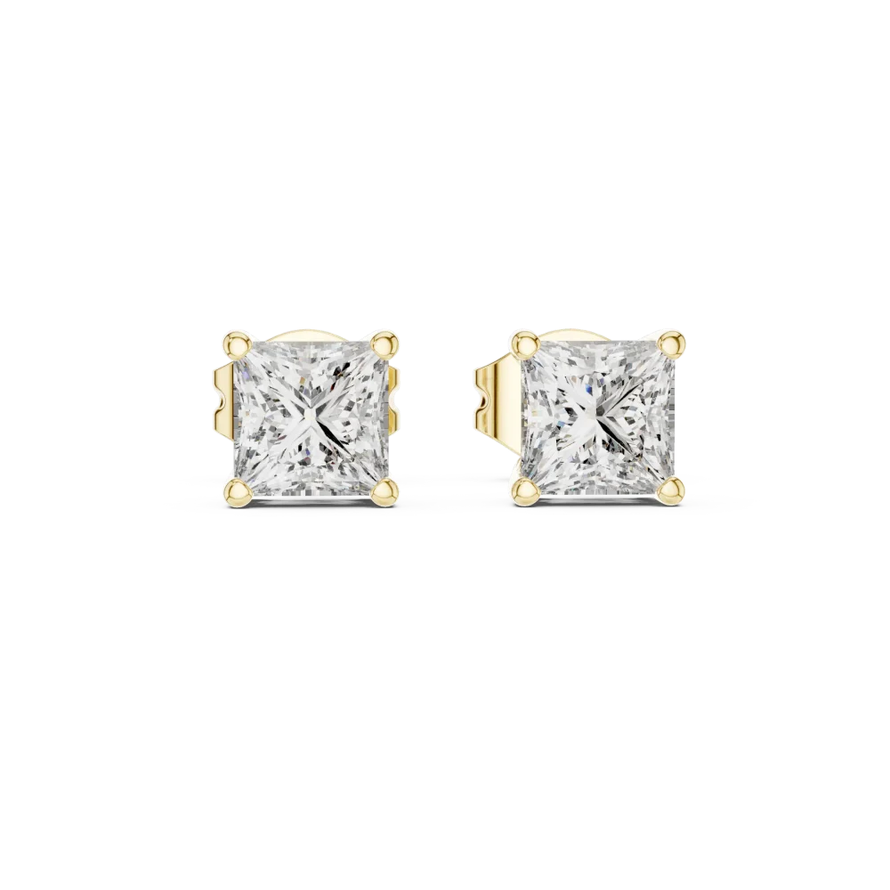 Symmetry Princess Cut Geometric Solitaire Stud Earrings - Image 2