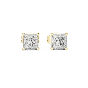Symmetry Princess Cut Geometric Solitaire Stud Earrings - Image 2