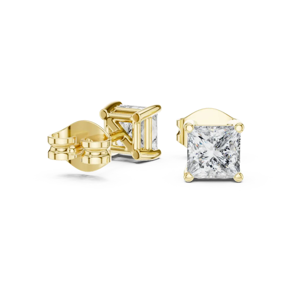 Symmetry Princess Cut Geometric Solitaire Stud Earrings - Image 3