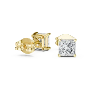 Symmetry Princess Cut Geometric Solitaire Stud Earrings - Image 3