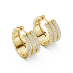 Symmetry Pavé-Set Triple Row Round Brilliant Hoop Earrings