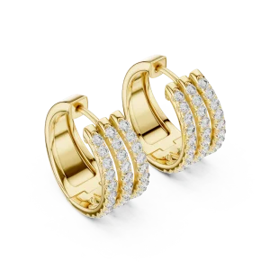 Symmetry Pavé-Set Triple Row Round Brilliant Hoop Earrings