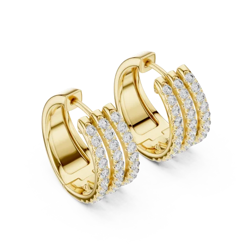 Symmetry Pavé-Set Triple Row Round Brilliant Hoop Earrings