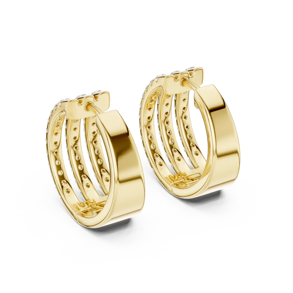 Symmetry Pavé-Set Triple Row Round Brilliant Hoop Earrings - Image 4
