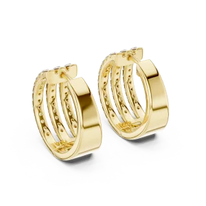 Symmetry Pavé-Set Triple Row Round Brilliant Hoop Earrings - Image 4
