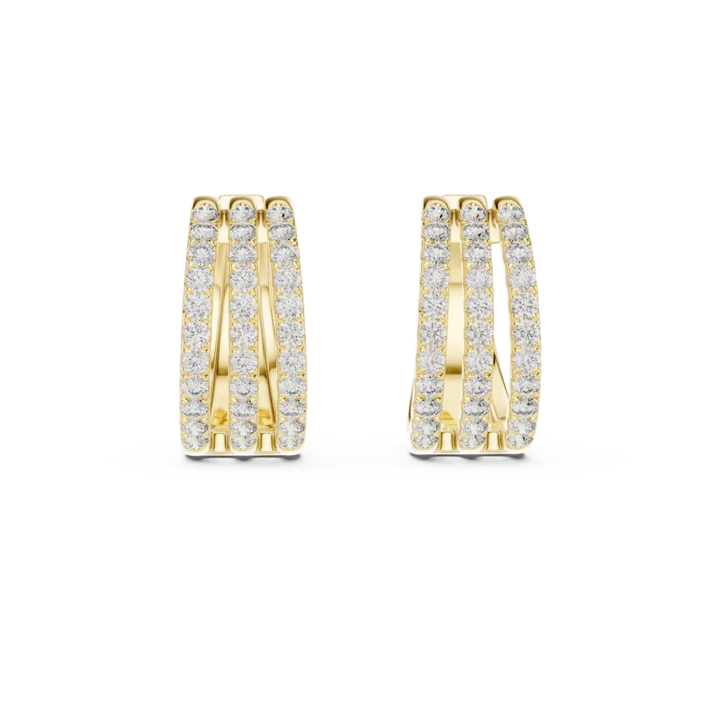 Symmetry Pavé-Set Triple Row Round Brilliant Hoop Earrings - Image 2