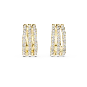 Symmetry Pavé-Set Triple Row Round Brilliant Hoop Earrings - Image 2