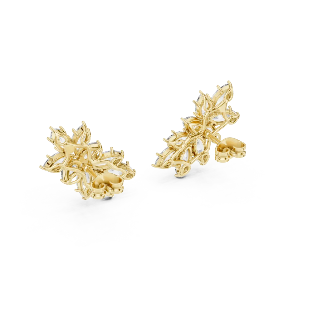 Ethereal Marquise and Pear Cluster Statement Stud Earrings - Image 4