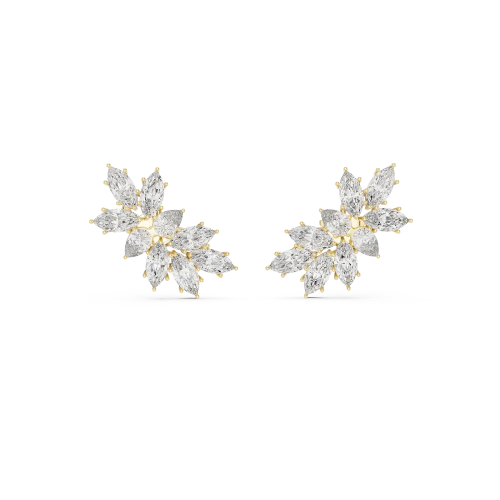 Ethereal Marquise and Pear Cluster Statement Stud Earrings - Image 2