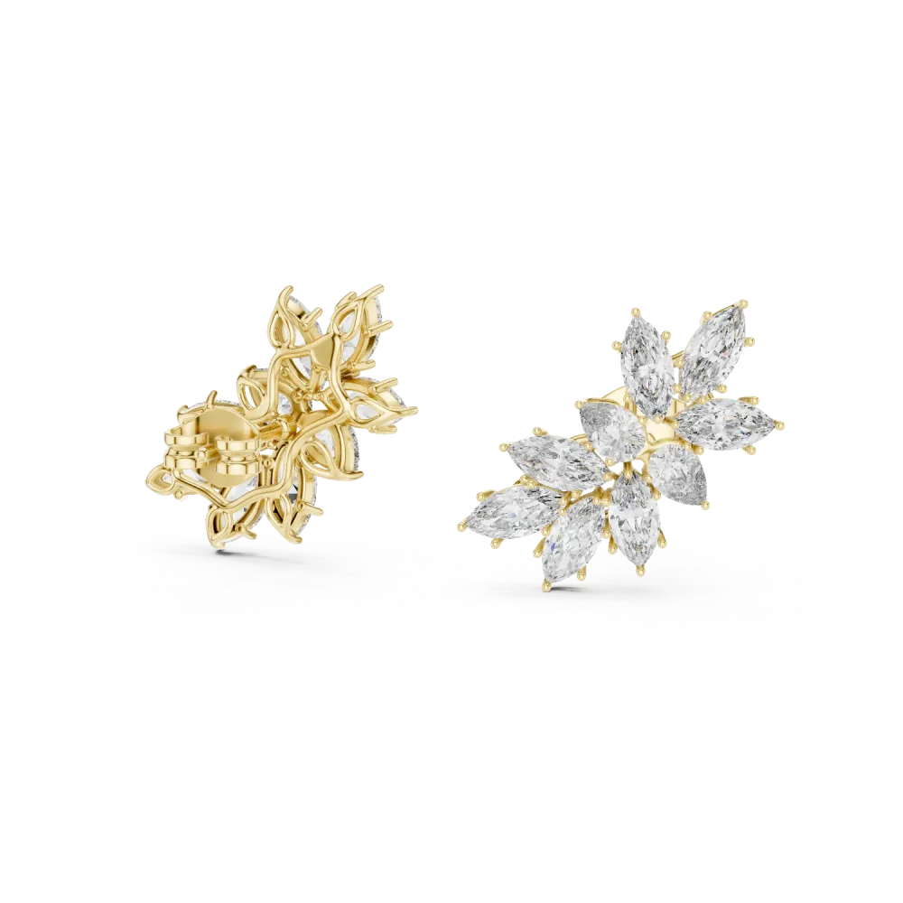 Ethereal Marquise and Pear Cluster Statement Stud Earrings - Image 3