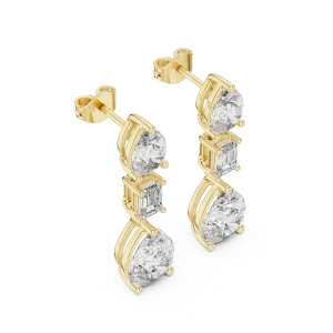 Ethereal Pear and Emerald Cut Drop Statement Earrings