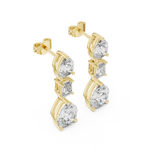 Ethereal Pear and Emerald Cut Drop Statement Earrings