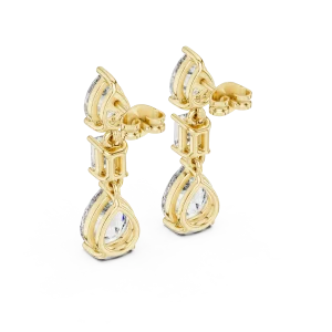 Ethereal Pear and Emerald Cut Drop Statement Earrings - Image 4