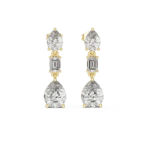 Ethereal Pear and Emerald Cut Drop Statement Earrings - Image 2