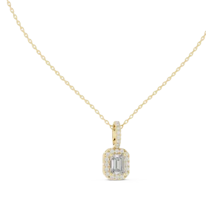 Luminary Emerald Cut Halo Solitaire Pendant