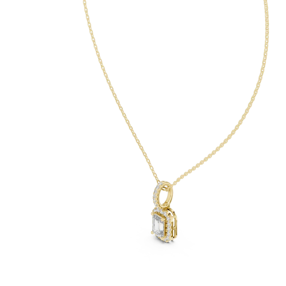 Luminary Emerald Cut Halo Solitaire Pendant - Image 2
