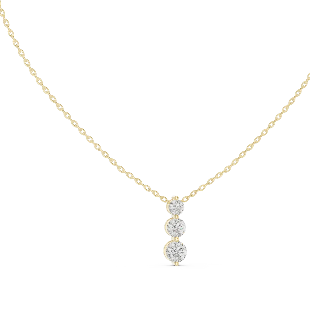 Experience radiant luxury with this three-stone DIAMEUR diamond pendant. Expertly crafted for brilliance, this piece is a must-have. Shop today!