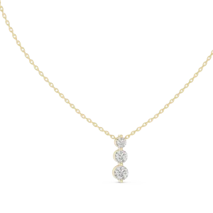 Luminary Round Brilliant Triple Stone Linear Solitaire Pendant