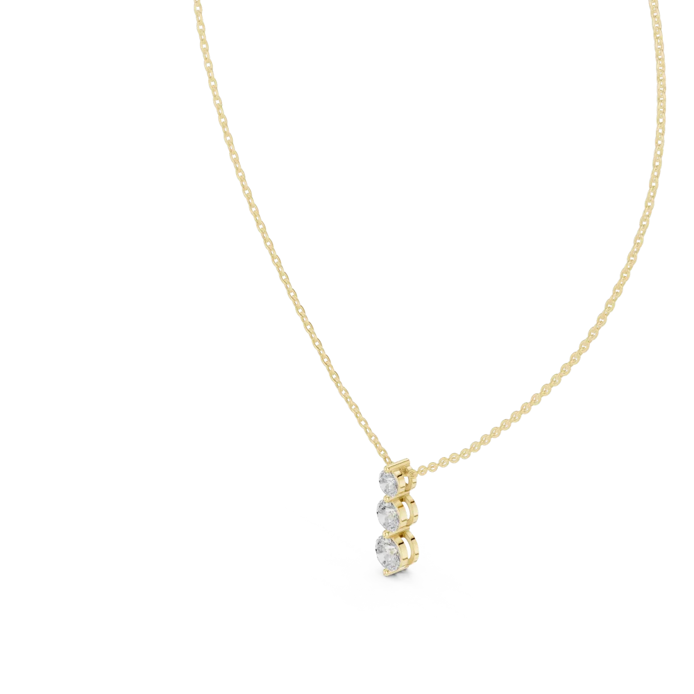 Luminary Round Brilliant Triple Stone Linear Solitaire Pendant - Image 2