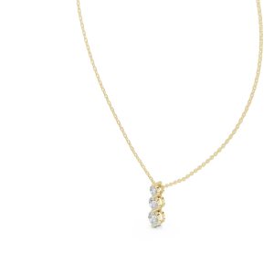 Luminary Round Brilliant Triple Stone Linear Solitaire Pendant - Image 2