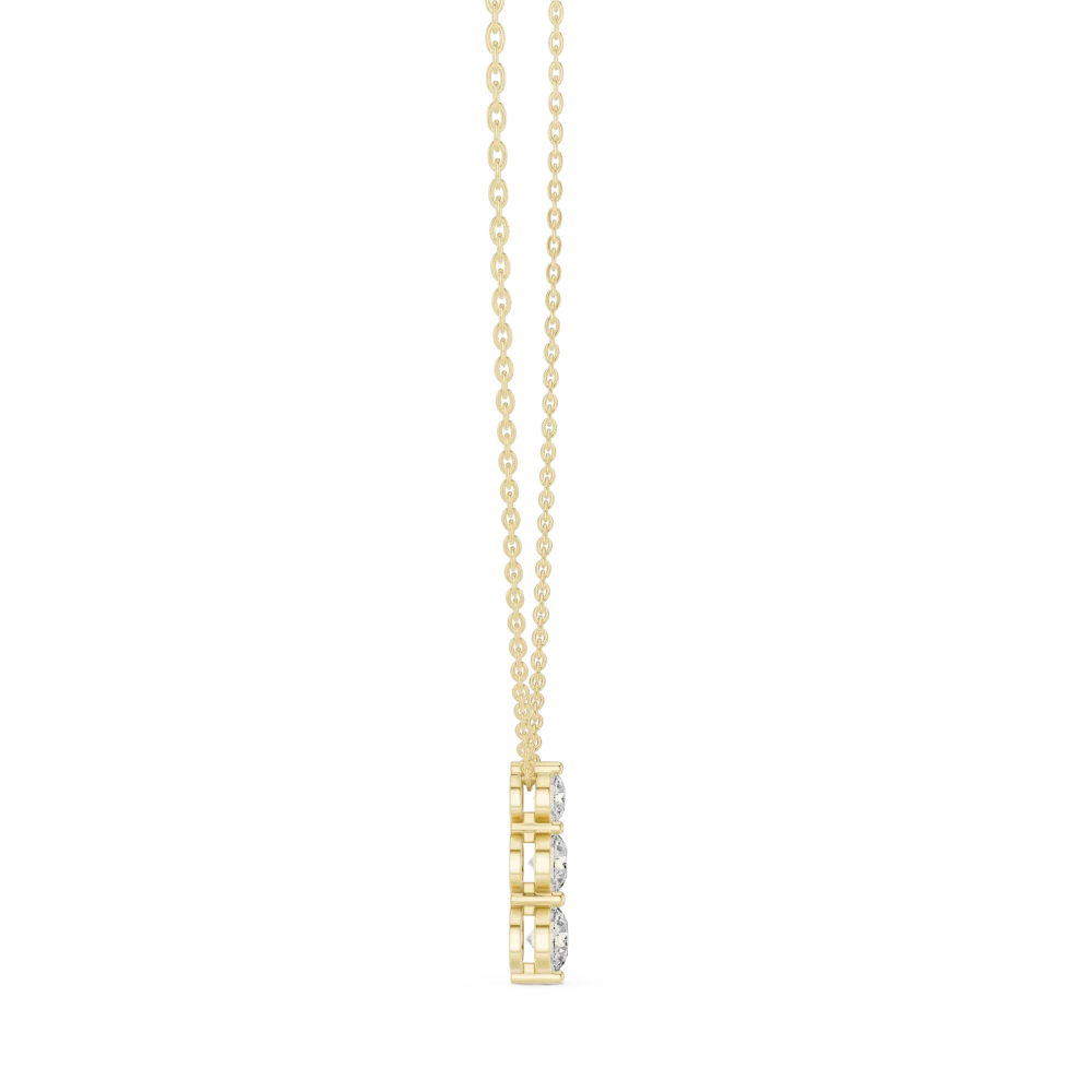 Luminary Round Brilliant Triple Stone Linear Solitaire Pendant - Image 3
