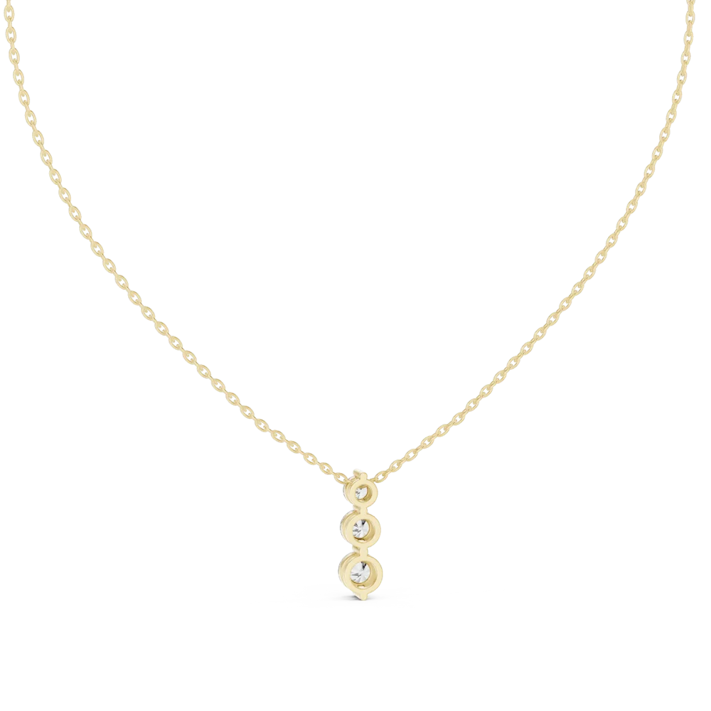 Luminary Round Brilliant Triple Stone Linear Solitaire Pendant - Image 4