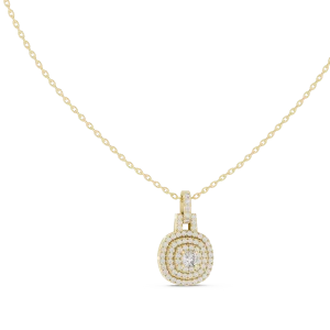 Luminary Cushion and Round Halo Architectural Pendant