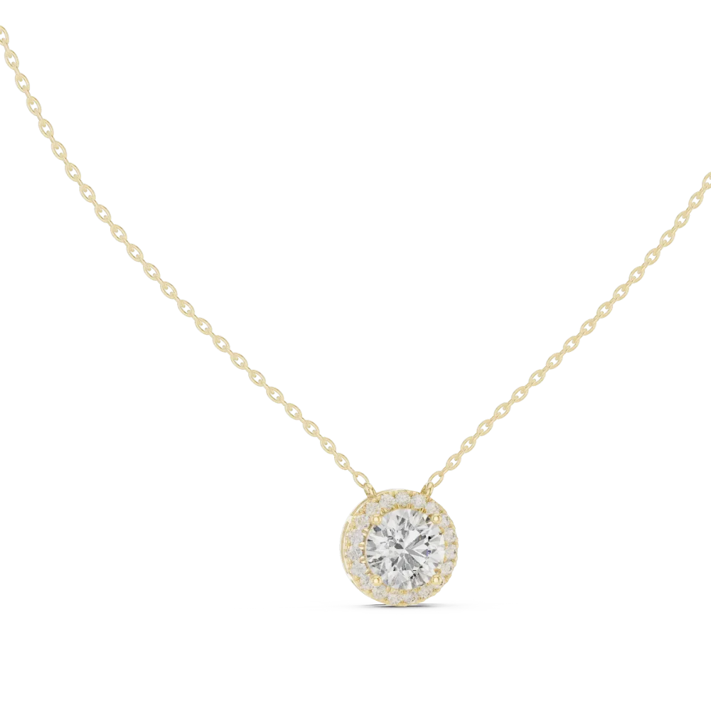 Discover the radiant beauty of our Round Solitaire Pendant, featuring high-quality DIAMEUR diamonds. Elevate your style with this modern luxury piece.