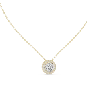 Luminary Round Brilliant Pavé Halo Solitaire Pendant