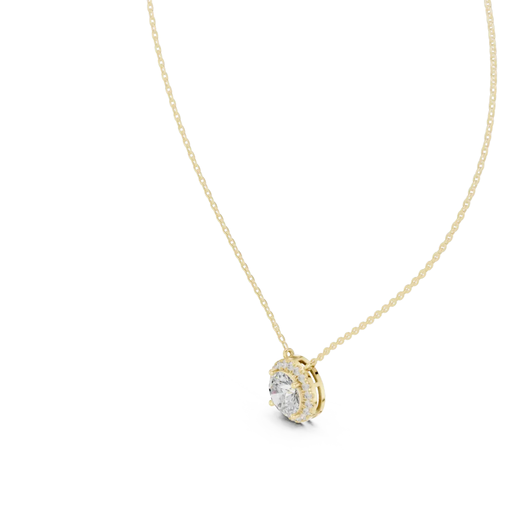 Luminary Round Brilliant Pavé Halo Solitaire Pendant - Image 2