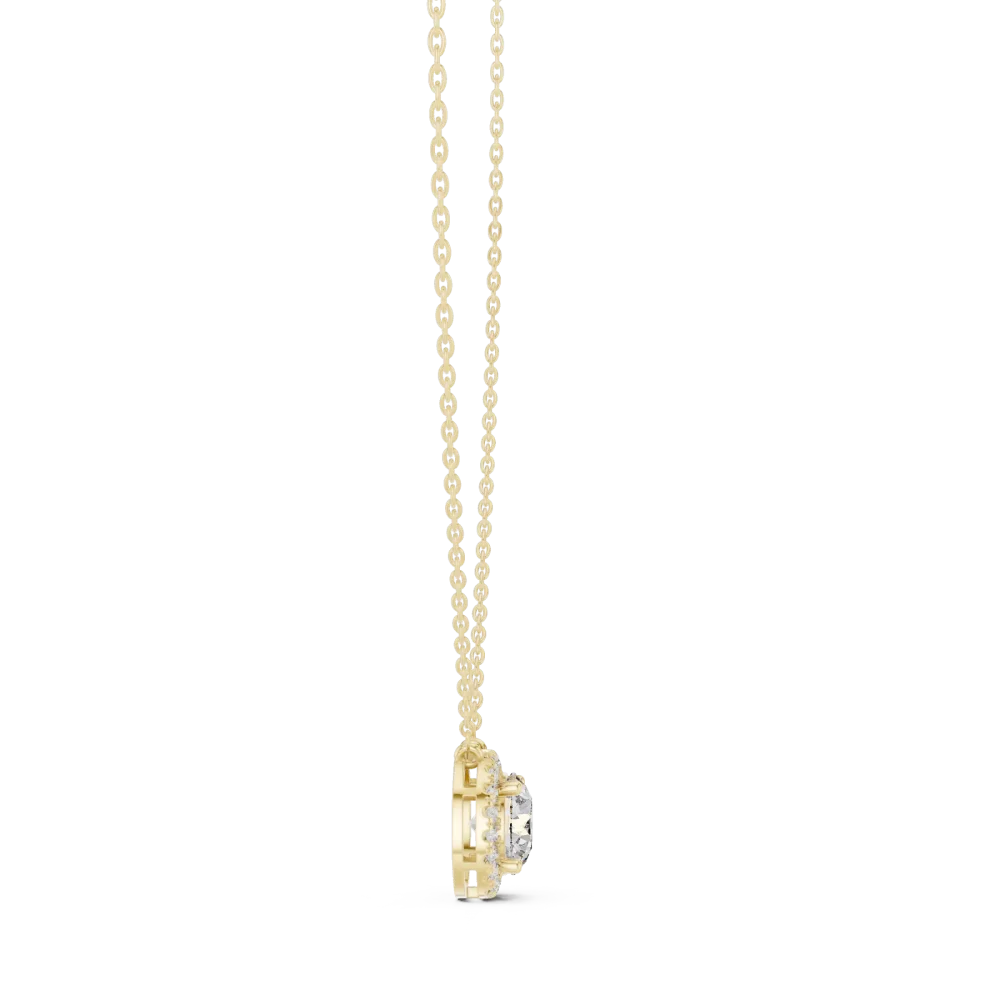 Luminary Round Brilliant Pavé Halo Solitaire Pendant - Image 3