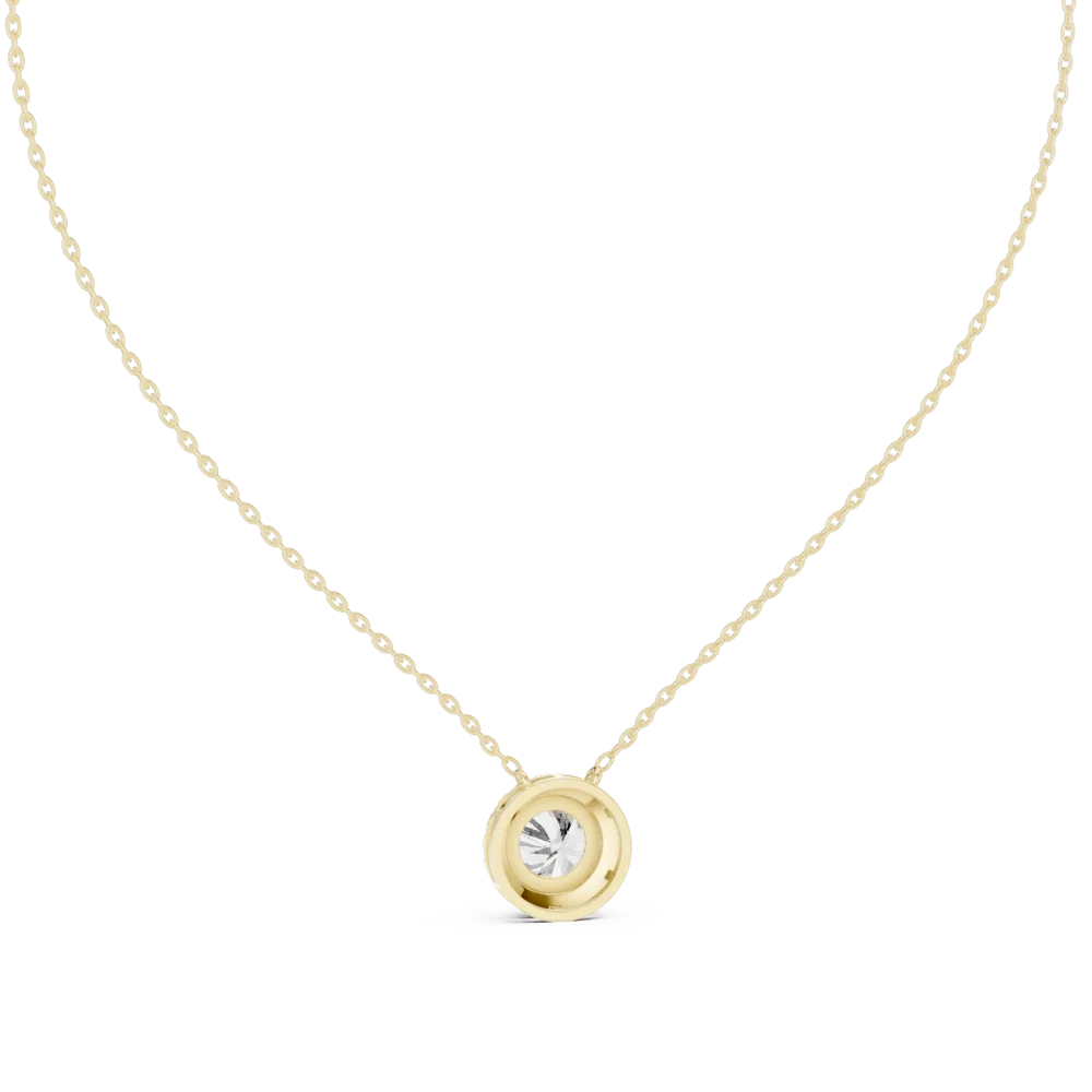 Luminary Round Brilliant Pavé Halo Solitaire Pendant - Image 4