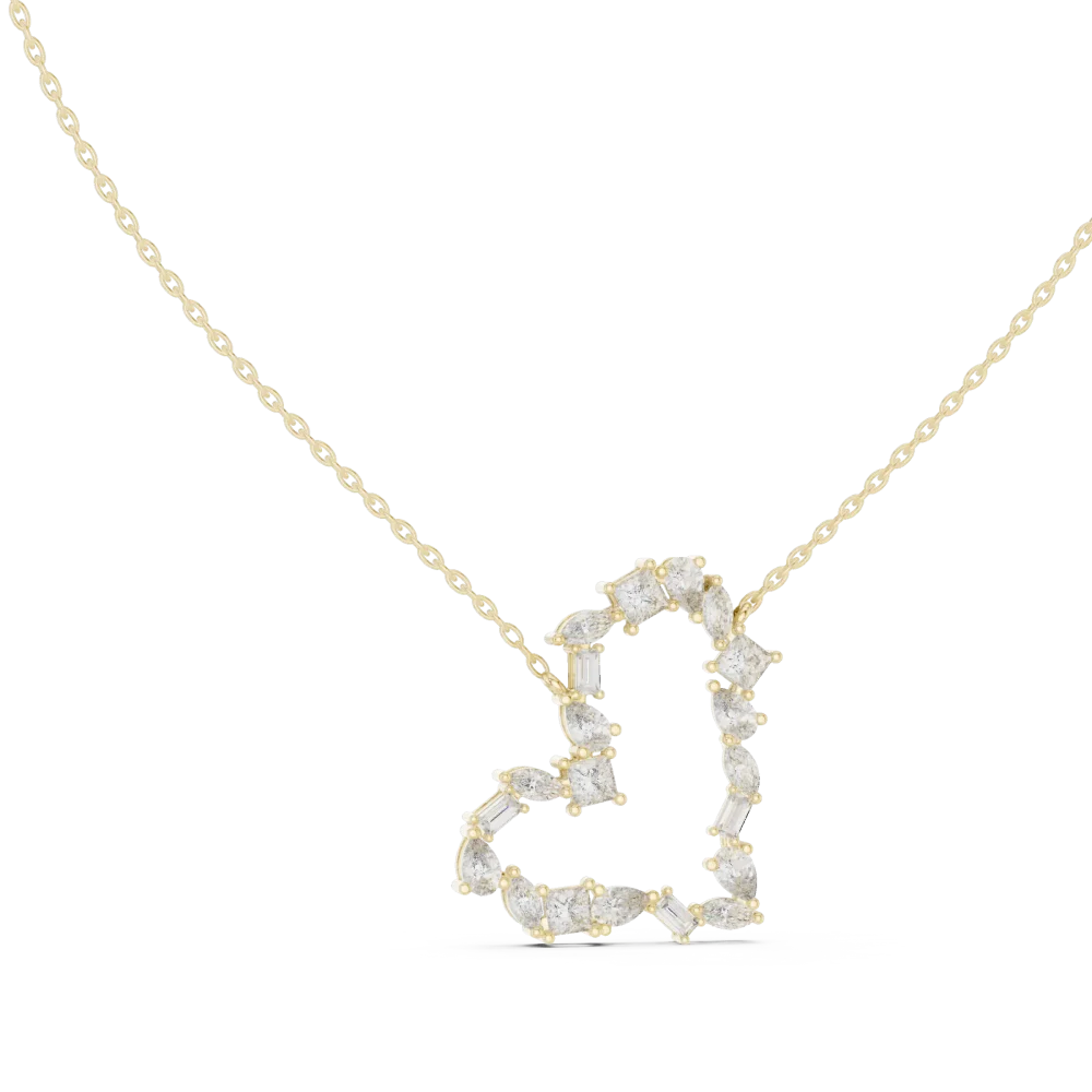 Experience the brilliance of our mixed-cut heart pendant, featuring sustainably sourced DIAMEUR lab-grown diamonds. Shop this modern classic today.