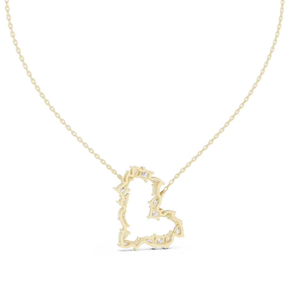Ethereal Mixed-Cut Multi-Shape Heart Silhouette Pendant - Image 4