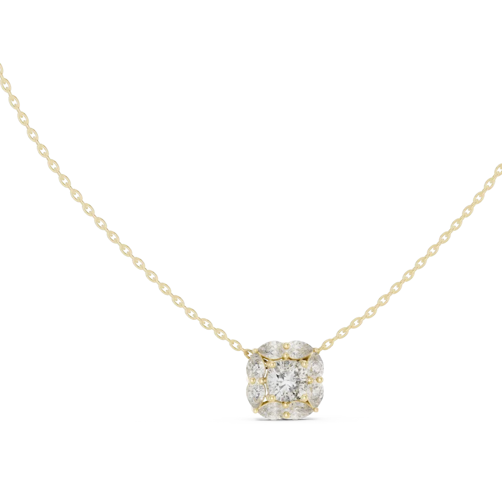 Discover the Luminary Solitaire Pendant, featuring a stunning cushion-cut DIAMEUR diamond. Experience unmatched brilliance and sustainable luxury today.