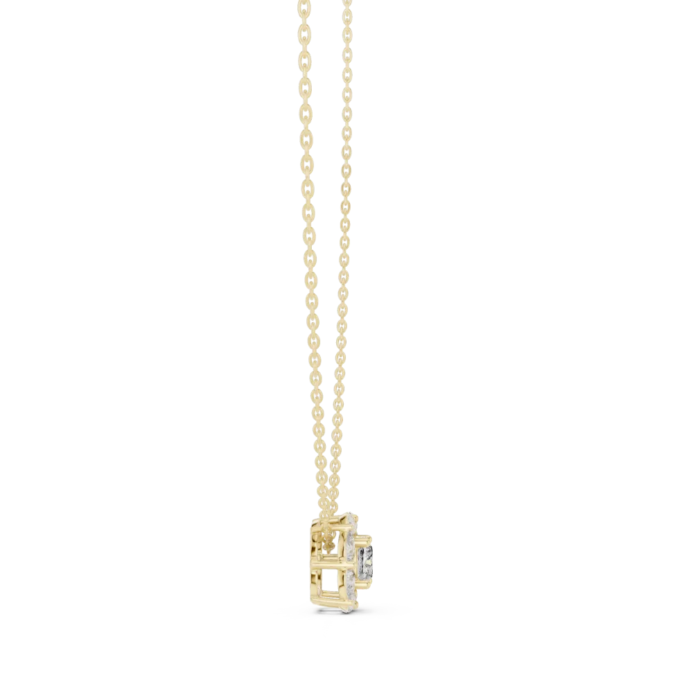 Luminary Cushion and Pear Silhouette Solitaire Pendant - Image 3