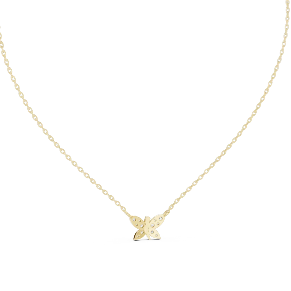 Ethereal Butterfly Pavé-Set Round Brilliant Diamond Pendant - Image 4