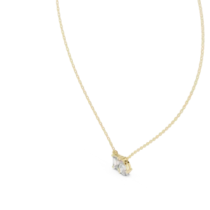 Symmetry Emerald and Pear Cut Dual Stone Solitaire Necklace - Image 2